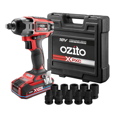 Ozito PXC 18V Brushless 1/2" Cordless Impact Wrench Kit PXBWK-2330S