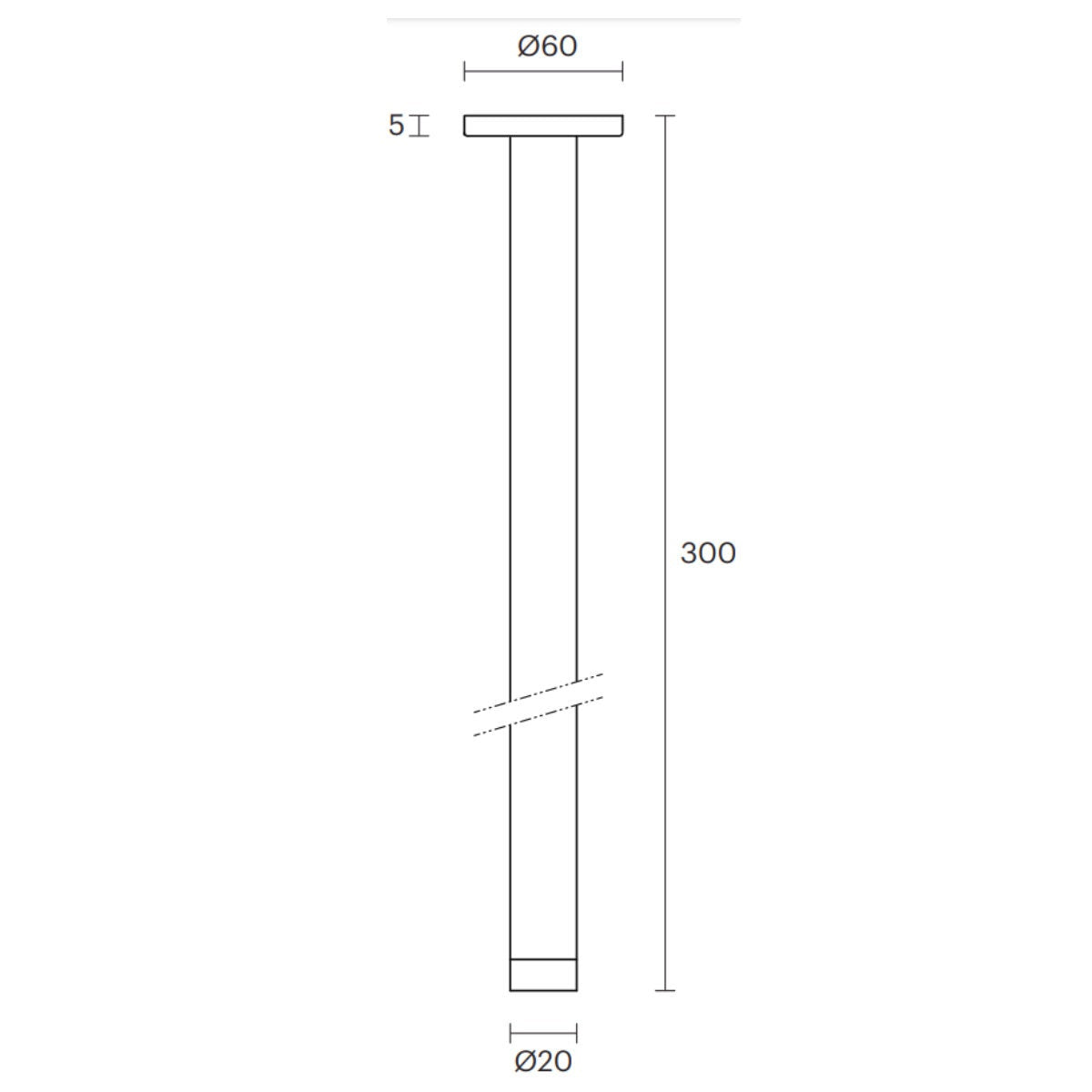 Rogerseller Tonic ceiling shower arm 300mm - brass construction, Graphite finish - 3506000105