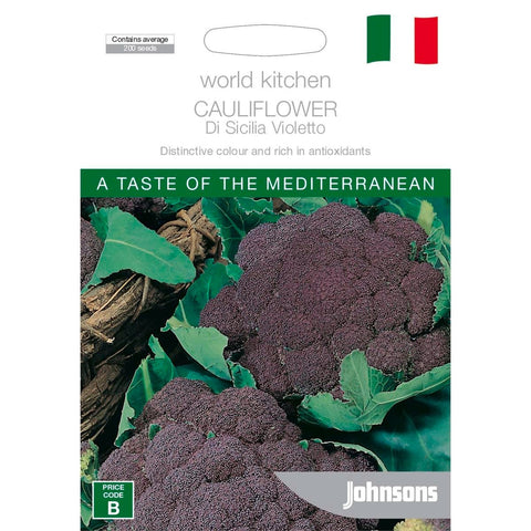 Johnsons Cauliflower Di Sicilia Violetto Seeds 20 Weeks Antioxidant Rich - SuperSaverAU - view 1