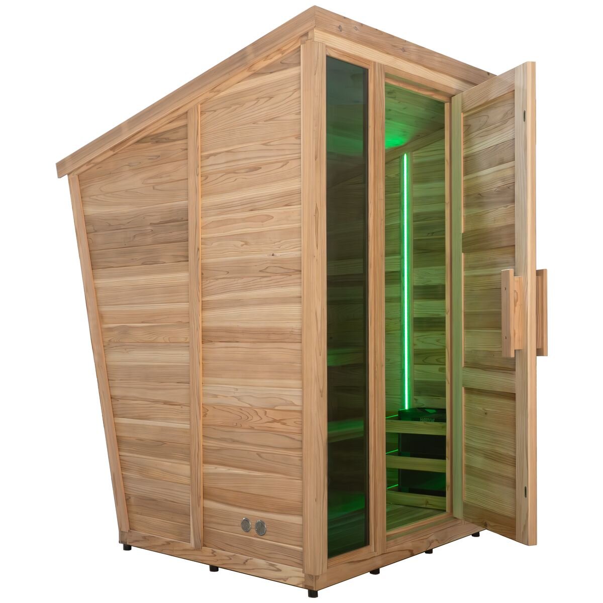 Revel Solaris 3-4 Person Traditional Sauna Cabin - Harvia Heater, Tempered Glass Door - R-TR-CABIN-3P