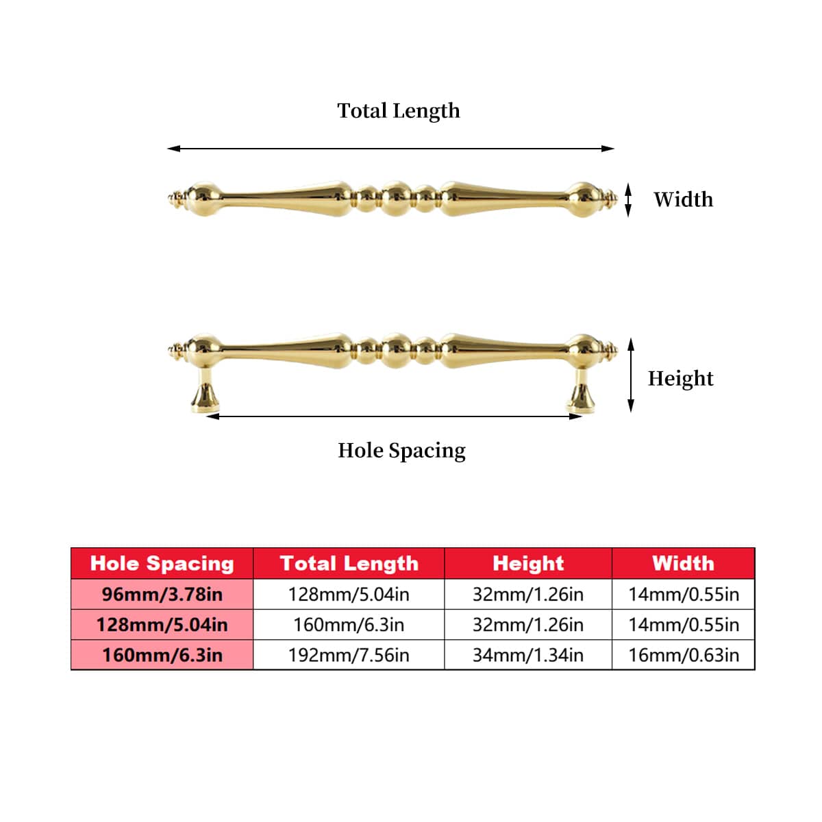Beaded Brass Cabinet Pull Handle - Silver, 128 mm Hole Spacing, 160 mm Long - view 4