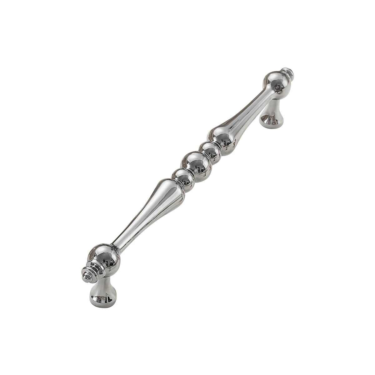 Beaded Brass Cabinet Pull Handle - Silver, 160 mm Hole Spacing, 192 mm Long