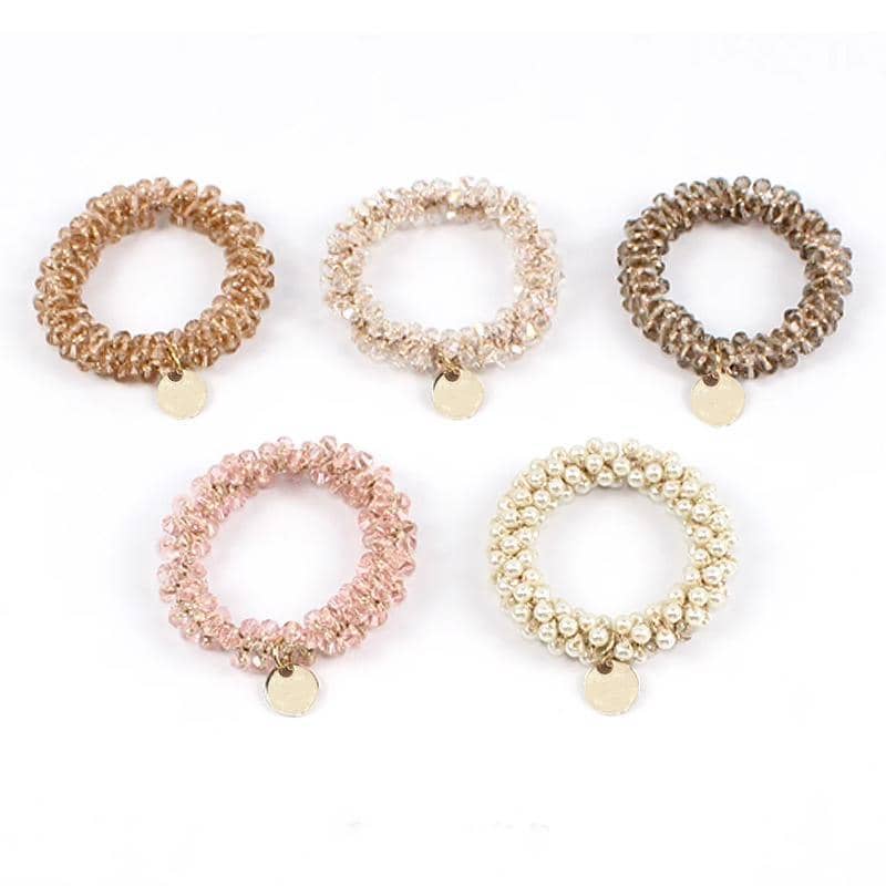 Beaded Scrunchie Hair Tie for Women - Clear - view 3