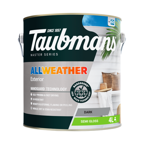 Taubmans 4L Dark Water Based Acrylic Semi-Gloss All Weather Exterior Paint UV Resistant Waterproof