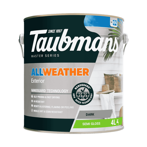 Taubmans 4L Dark Water Based Acrylic Semi-Gloss All Weather Exterior Paint UV Resistant Waterproof