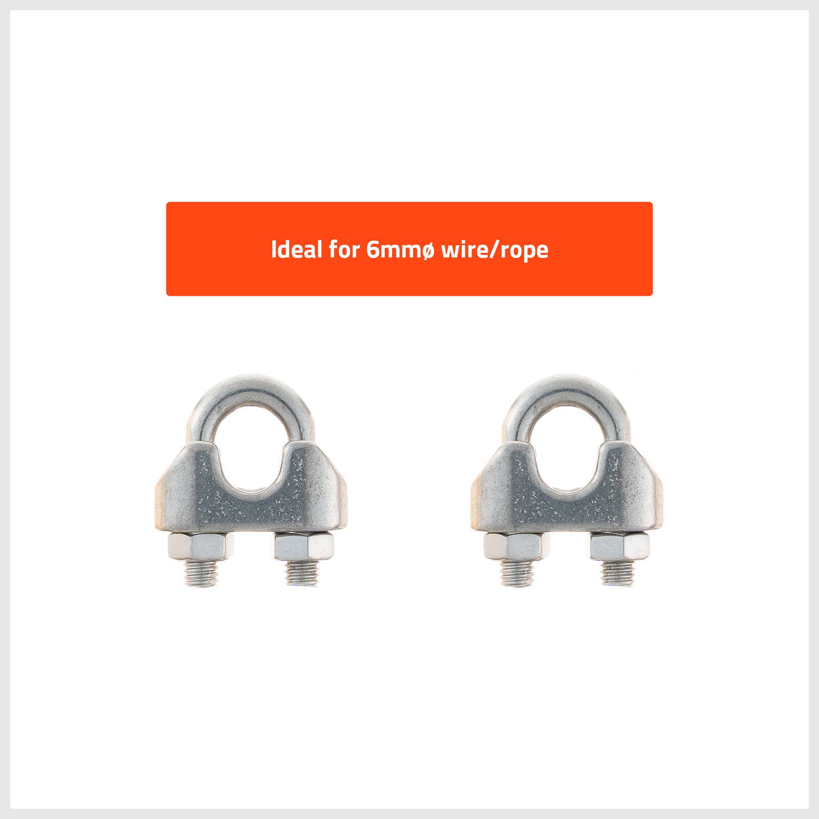 Taskmaster 6mm 316 Stainless Steel Wire Rope Grips - 2 Pack