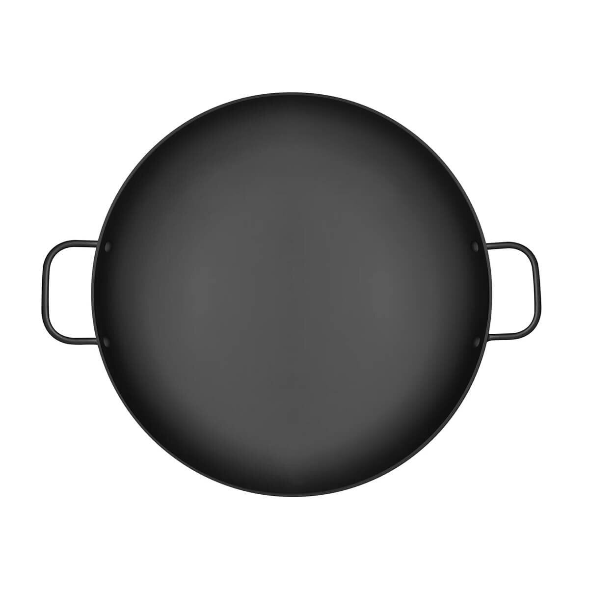Tramontina Churrasco 40cm Round BBQ Griddle Pan - Black Nitrocarburized Carbon Steel - 20845040