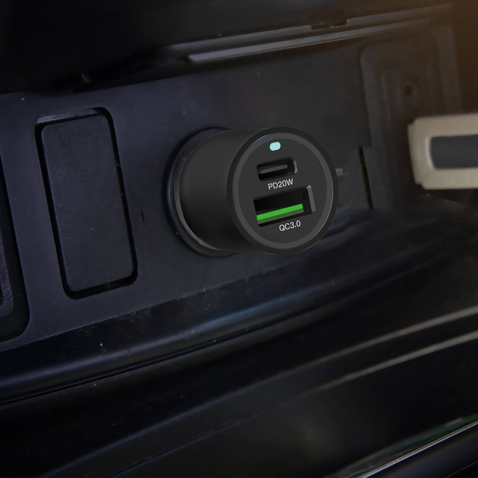 Antsig 38W 2-Port USB Car Charger APCC38WAC - Metal, USB-C & USB-A