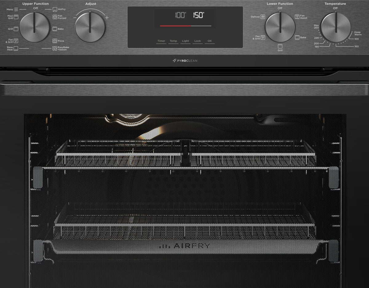 Westinghouse 60cm Pyrolytic Double Oven - 80L and 46L Gross, AirFry, EasyBake Steam - WVEP6727DD