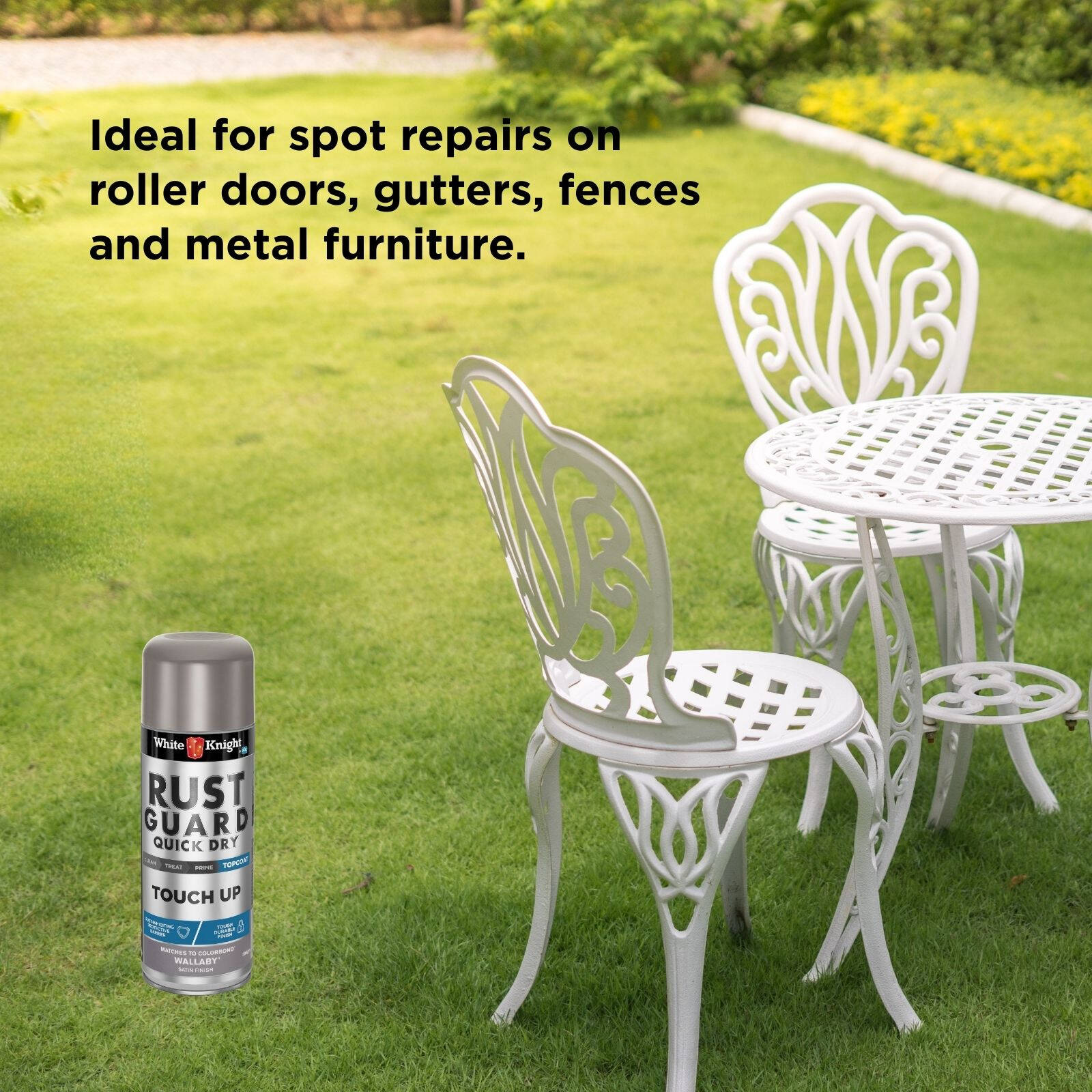 White Knight Rust Guard Touch Up Spray Paint Wallaby Satin 300g - For COLORBOND & Metal