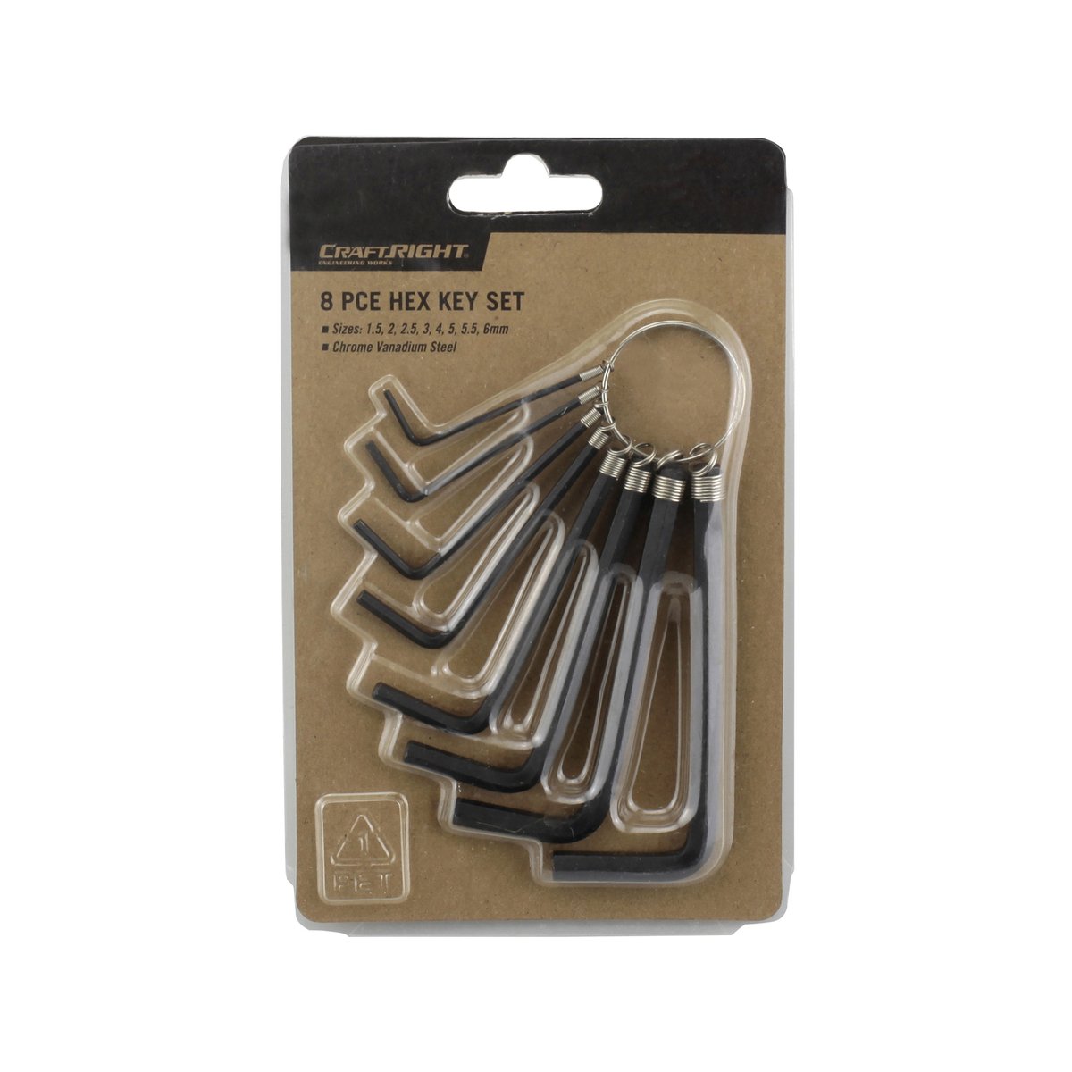 Craftright 8 Piece Metric Hex Key Set 1.5-6mm, Chrome Vanadium Steel