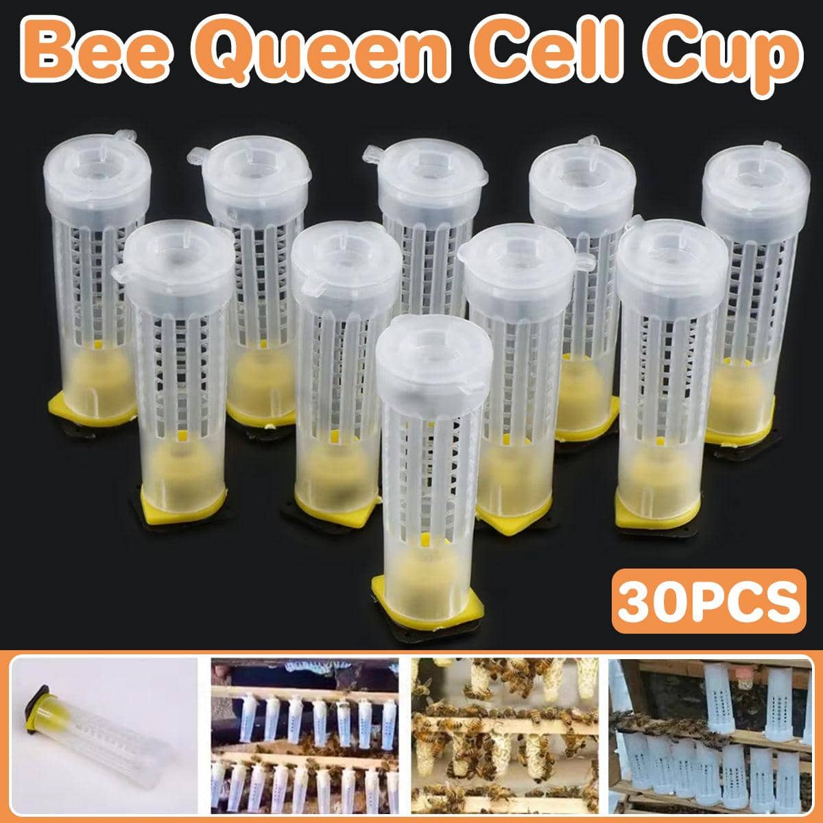 Bee Queen Cell Cups, Anti-Bite Protective Covers for Beekeeping, Pack of 30