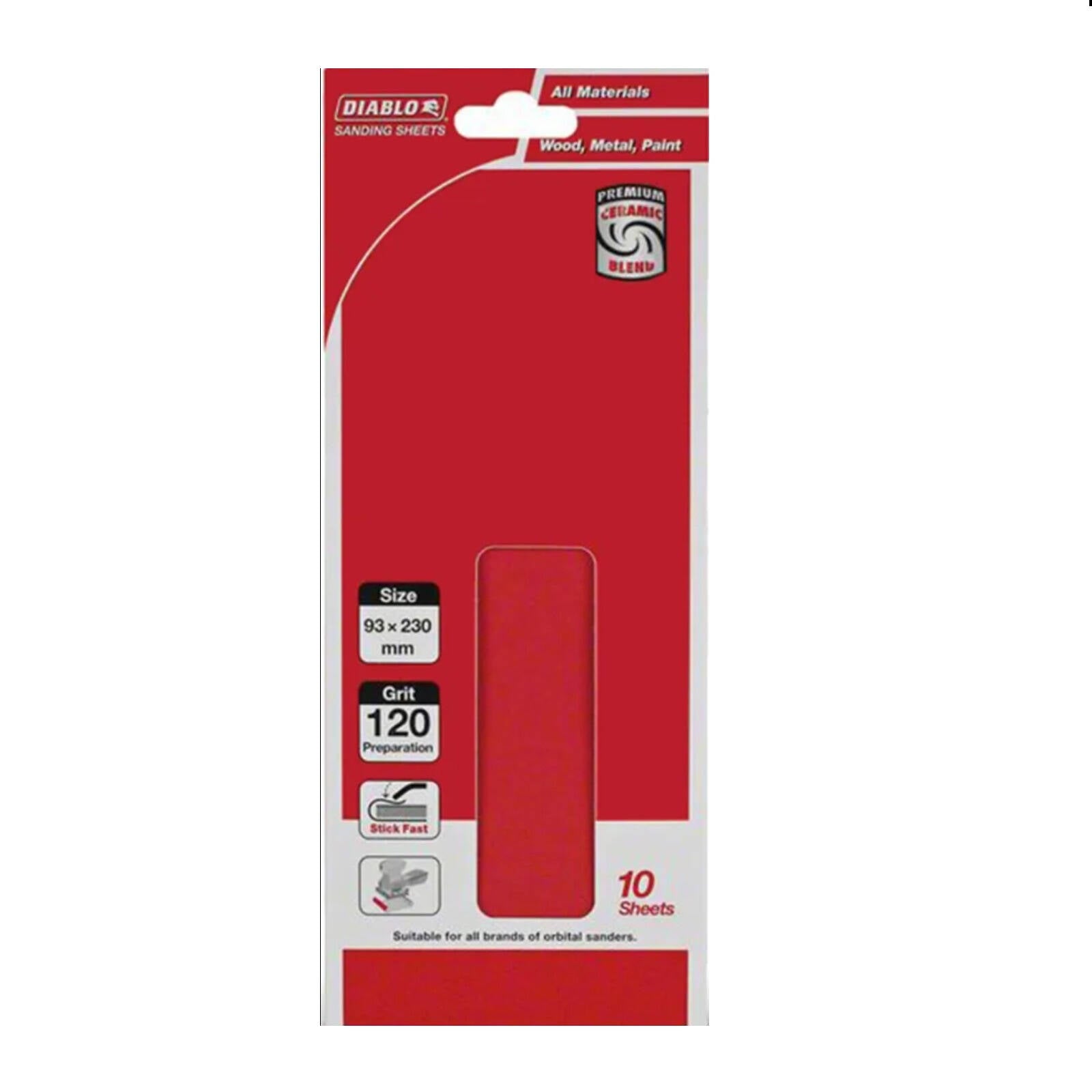 Diablo 93 x 230mm 120 Grit Ceramic Blend Orbital Sanding Sheet - 10 Pack