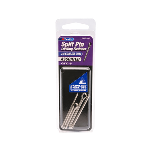 Zenith Assorted 316 Stainless Steel Split Pins - 6 Pack