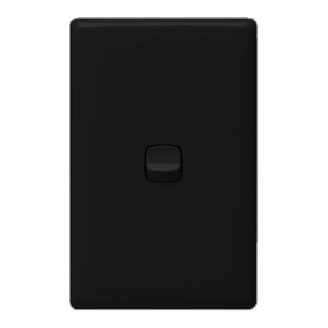 HPM LINEA 1 Gang 2 Way Wall Switch, Black 240V Indoor with Cover Plate