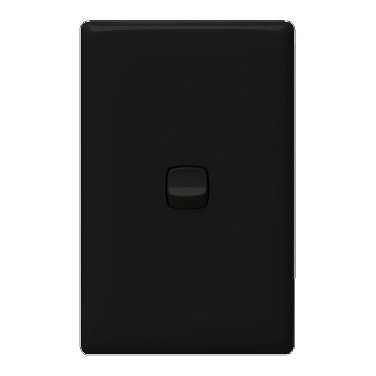 HPM LINEA 1 Gang 2 Way Wall Switch, Black 240V Indoor with Cover Plate