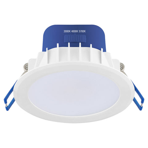 DETA 9W IP44 Tri-Colour Dimmable LED Downlight 240V Hardwired White Blue DET612