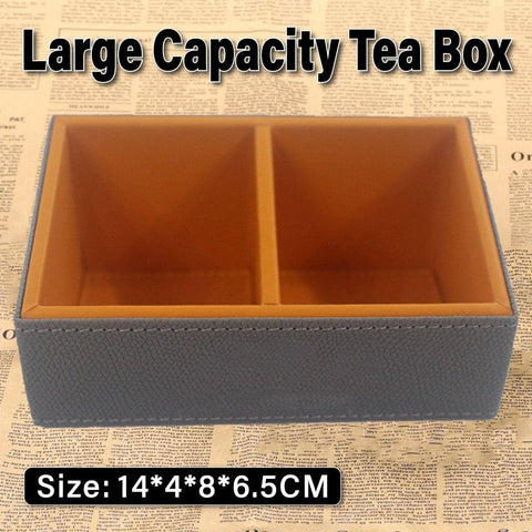 Beveled Double Compartment Tea Caddy - Grey and Warm Tone