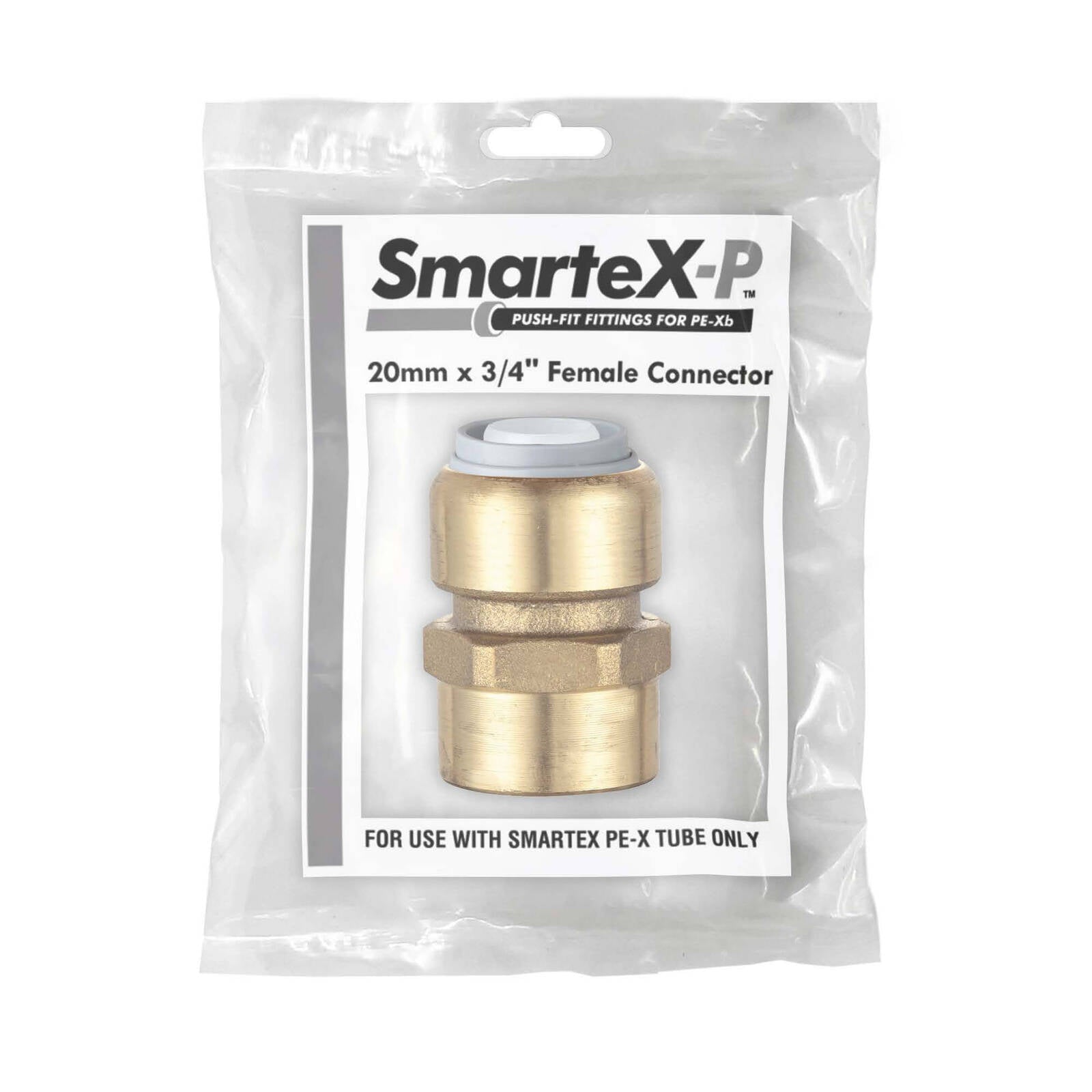 SmarteX-PEX 20 x 20mm Female Connector, Lead Free Brass Push-Fit