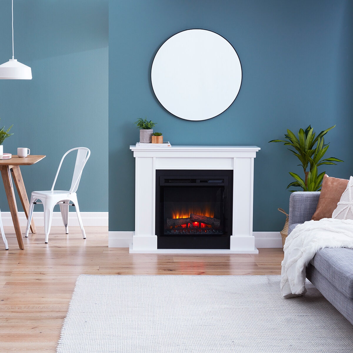 Dimplex Liberty 1.5kW Electric Fireplace - White, Optiflame LED Log Effect, 2 Fan Speeds - LBY15-AU