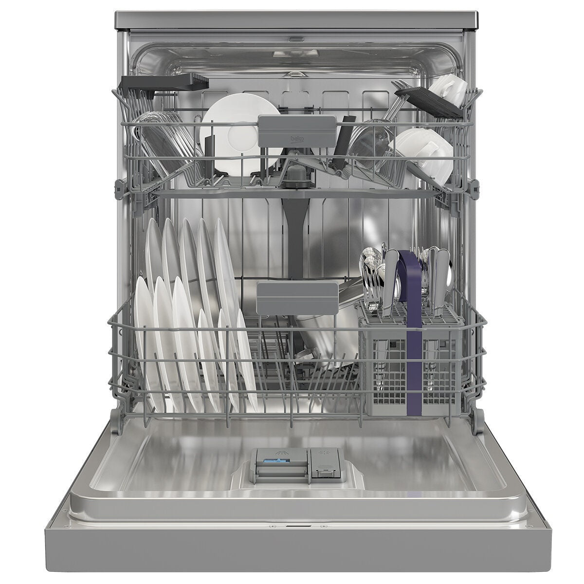 Beko 60cm Freestanding Dishwasher - 14 Place Settings, Stainless Steel, Auto Program, Steam Gloss - BDFB1430X