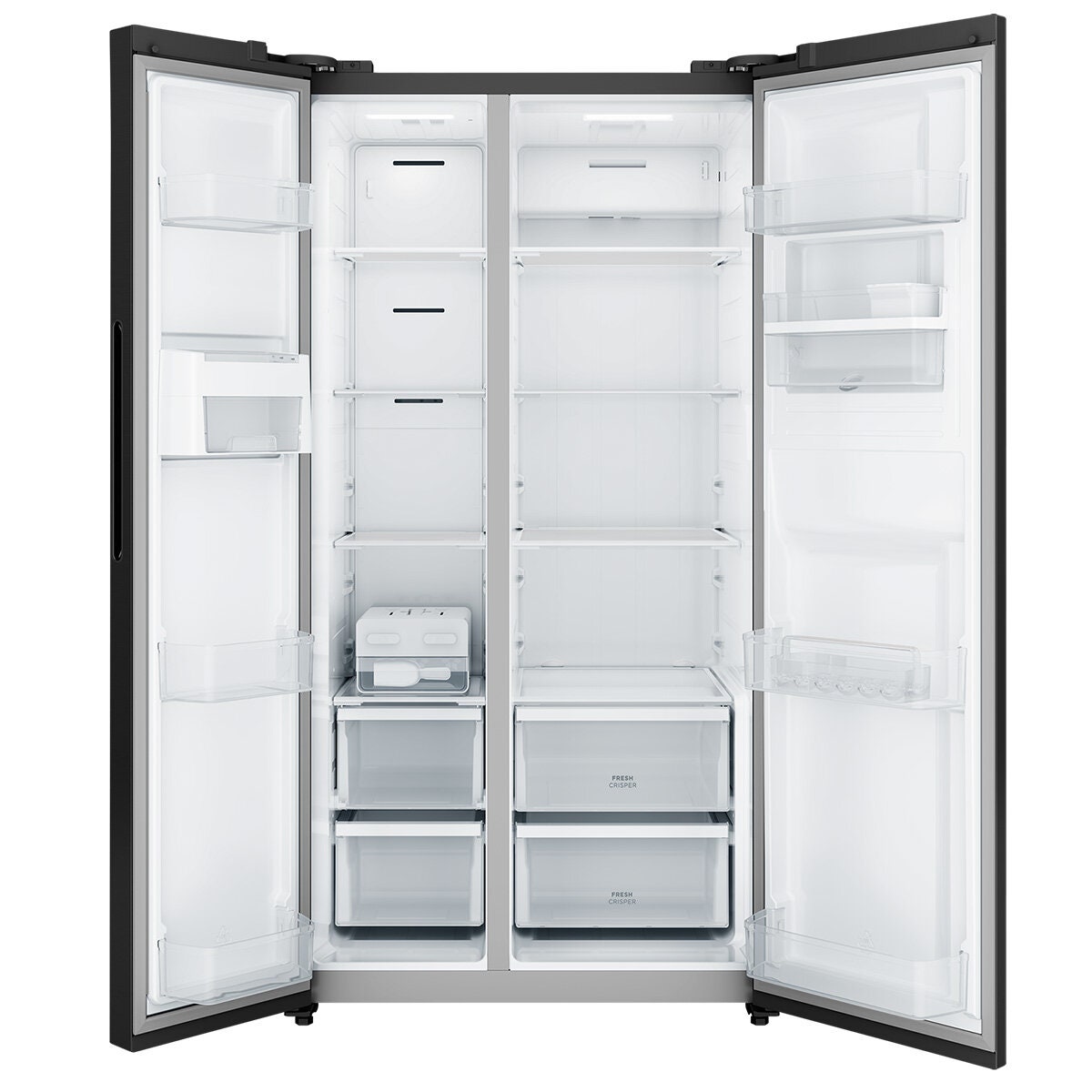 Westinghouse 619L Side by Side Fridge - Matte Black with Non-Plumbed Water Dispenser - WSE6240BB