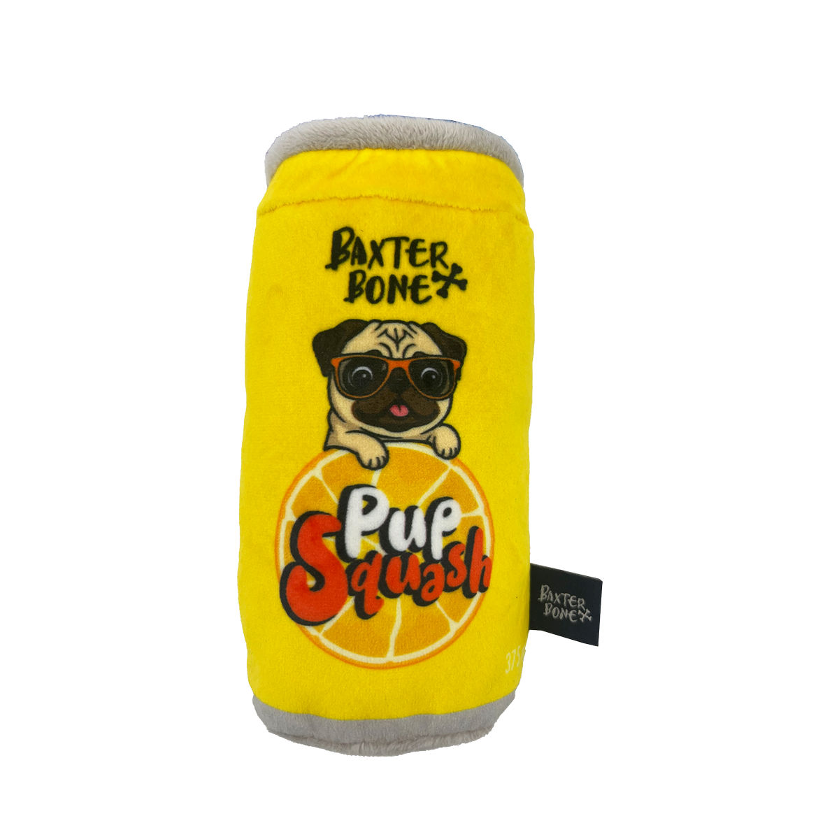 Baxter Bone Pup Squash Soda Can Pet Toy - Plush - 60mm x 140mm - Squeaker - SuperSaverAU - view 1