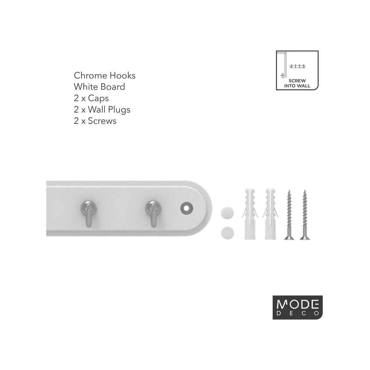 Mode Perma White Key Rack 7 Chrome Hooks