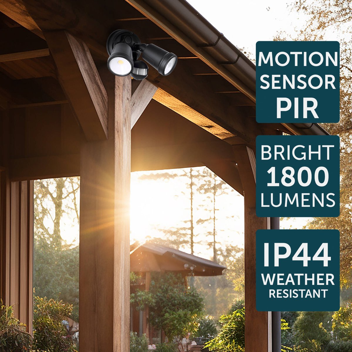 Brilliant Raptor III Black Twin LED Security Light 20W Motion Sensor Outdoor 22605/06