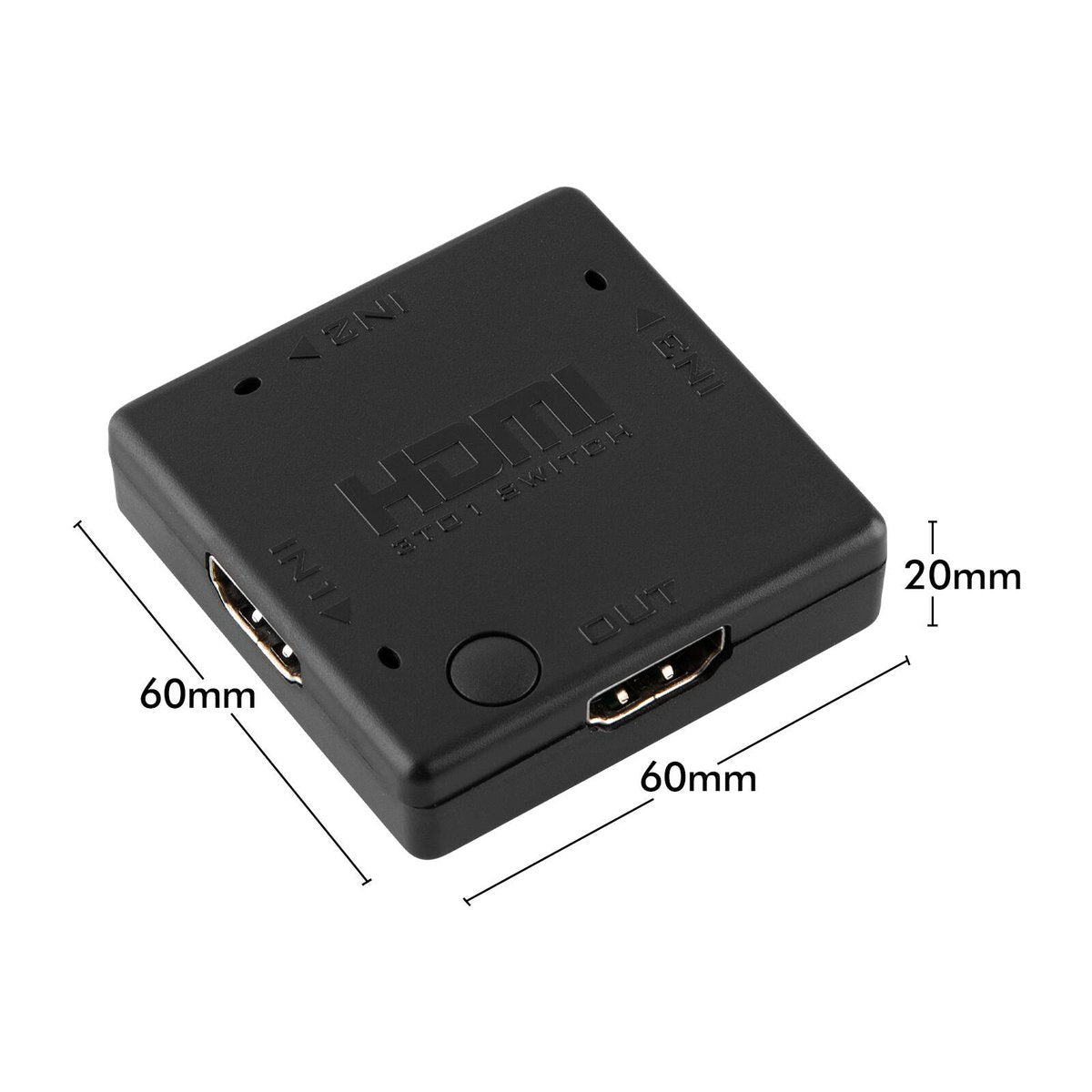 Antsig 4K HDMI 3 Way Switch Adaptor - 3 In 1 Out, Push Button, Black AP477