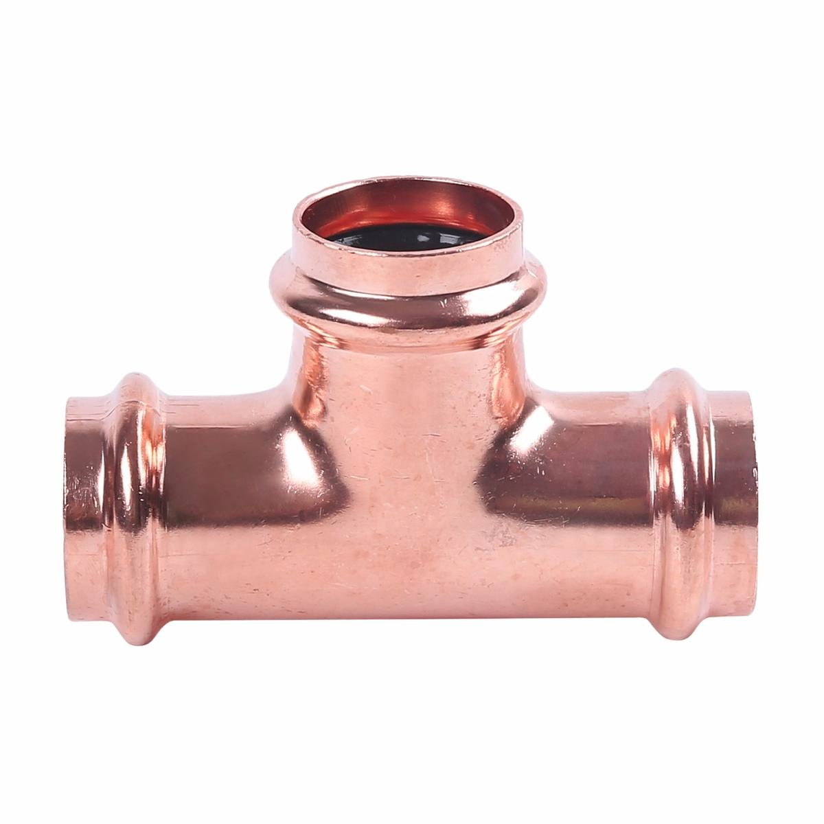 SmarteX Press Equal Tee - 15mm - Copper - Flame-Free Installation - SuperSaverAU - view 1