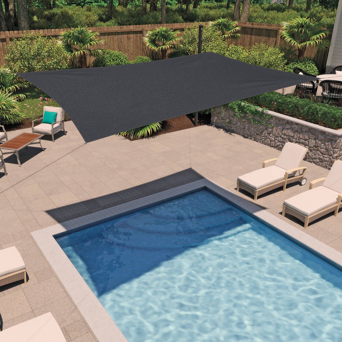 Coolaroo Graphite 2.4 x 3.6m Heatshield Ready-To-Hang Rectangle Shade Sail, HDPE, Up to 90% UV Block