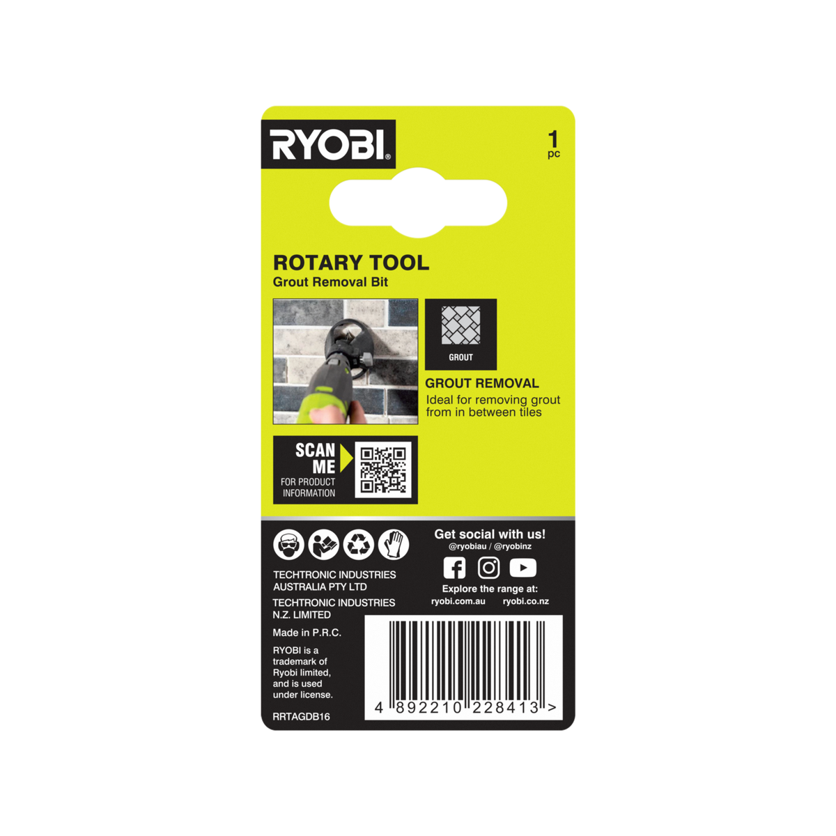 Ryobi 1.6mm Rotary Tool Grout Removal Bit