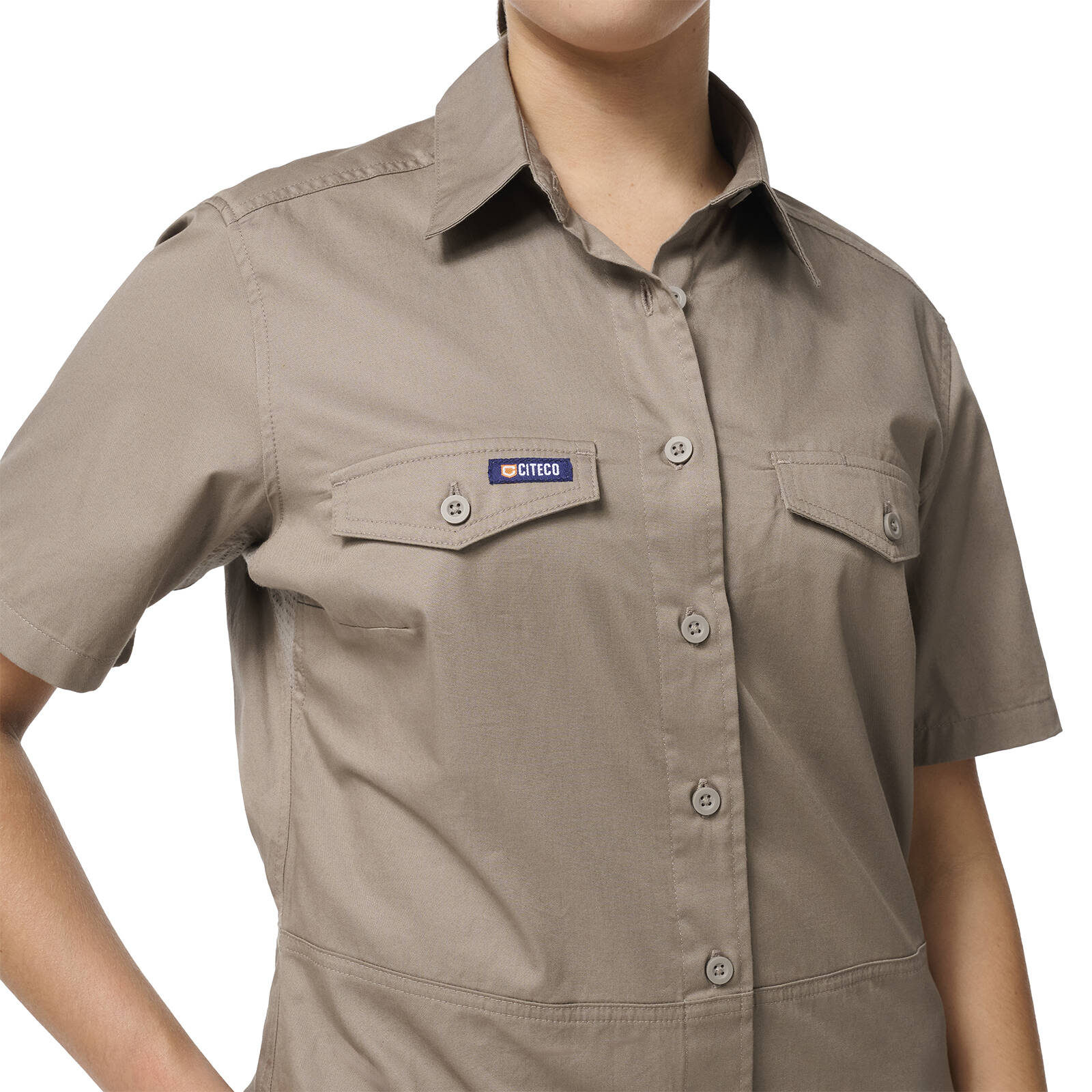 Citeco Women's Short Sleeve Shirt Khaki Size 18 - 100% Cotton