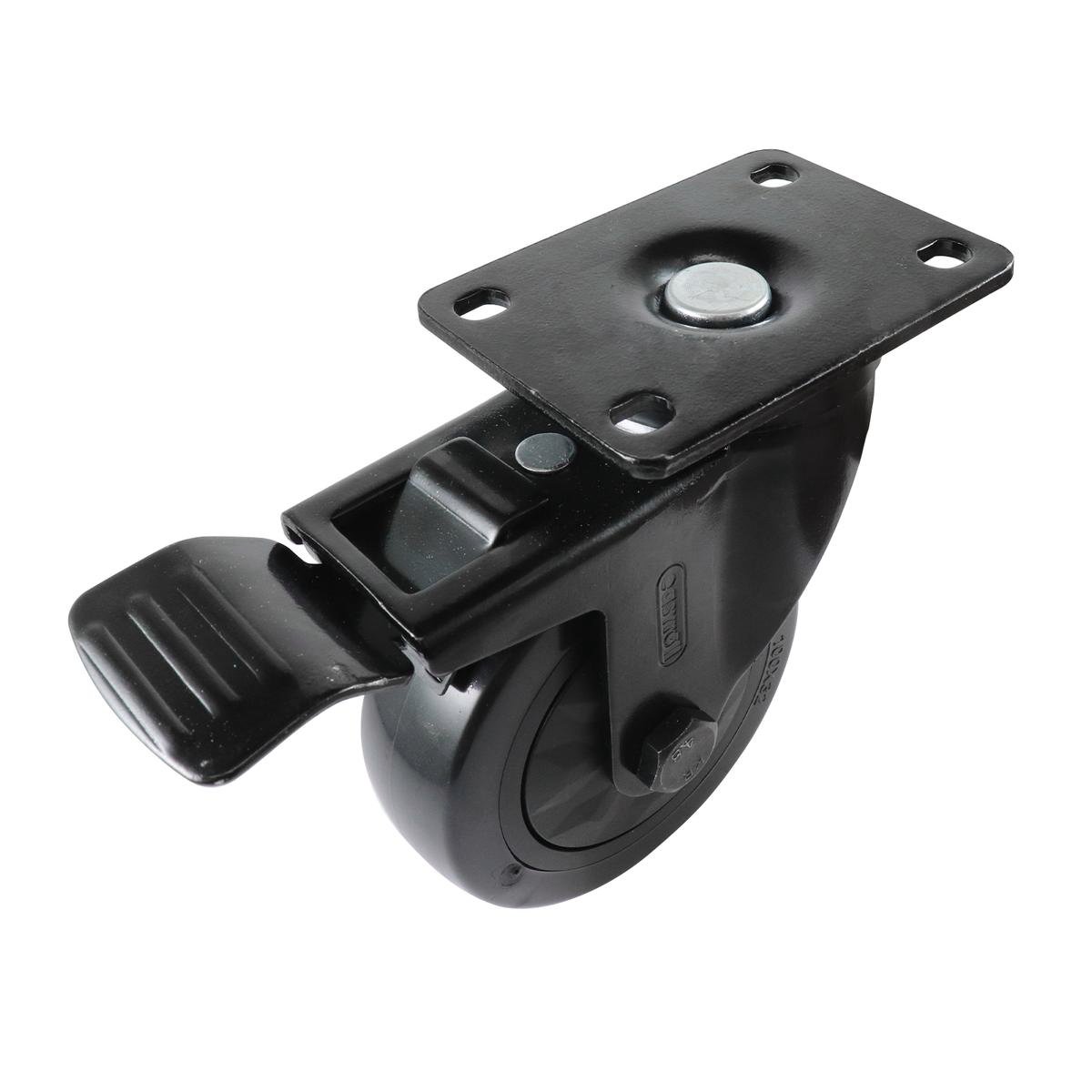 Easyroll 100mm Black PVC Swivel Brake Castor 100kg Indoor Outdoor