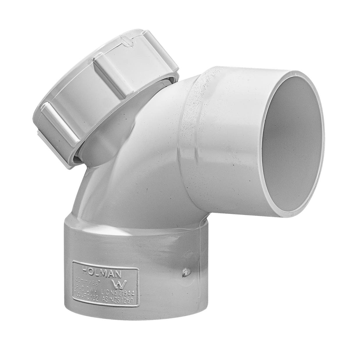 Holman 40mm 88 Degree Female & Female PVC DWV IO Bend, Grey
