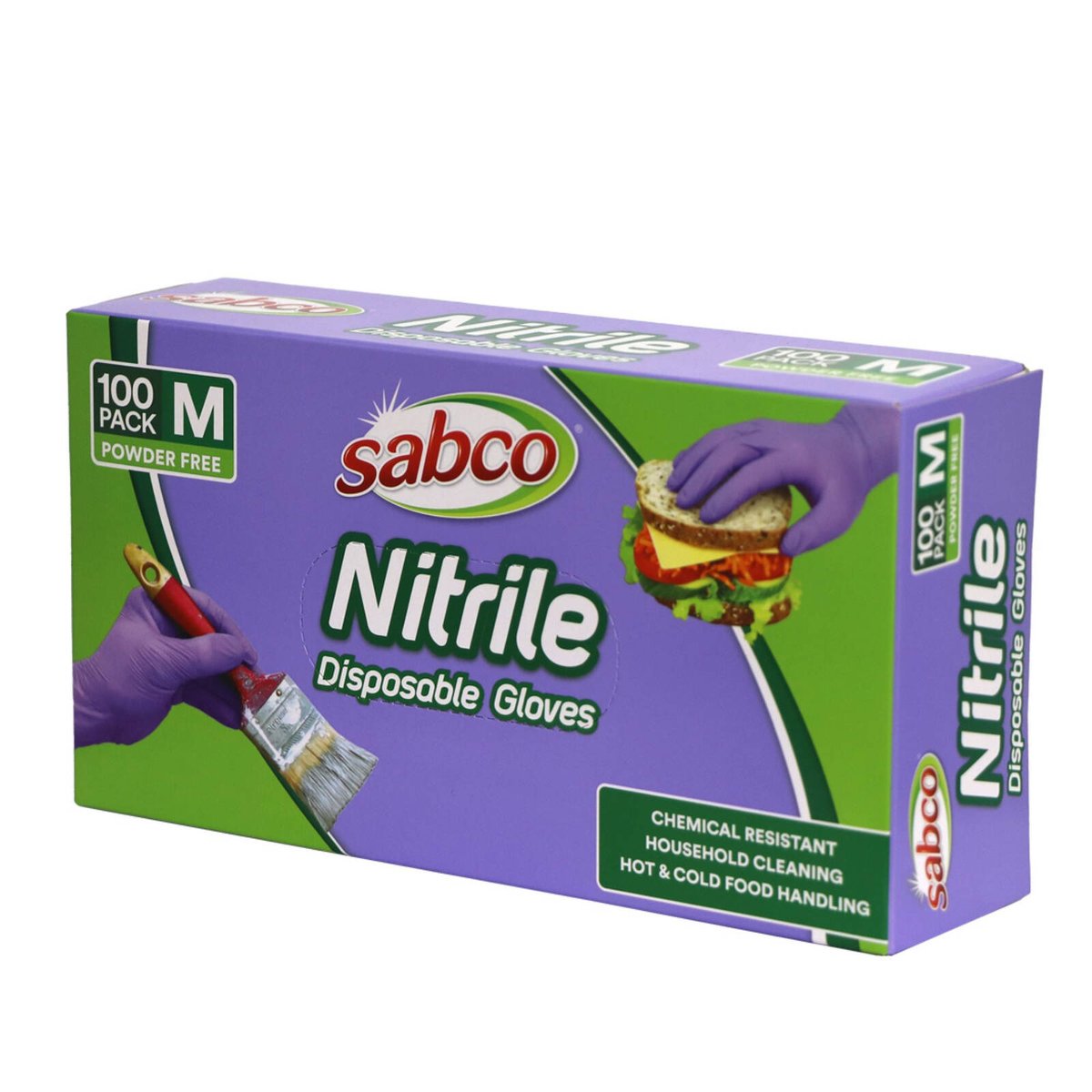 Sabco Medium Purple Nitrile Disposable Gloves 100 Pack