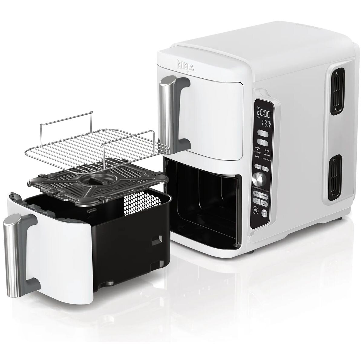 Ninja DoubleStack 9.5L Two Drawer Air Fryer - Stacked Design, Sync Function, White Finish - SL400WH