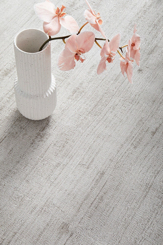 Rug Culture Bliss Large Hand Loomed Viscose Rug 280x190cm - Silver - Cotton Backing - BLSSILV280X190
