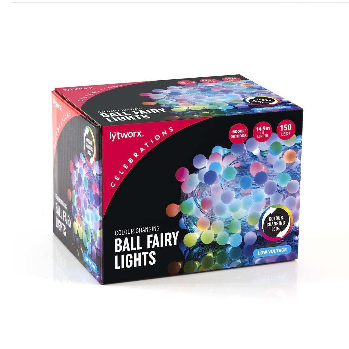 Lytworx 57284 Colour Changing LED Ball Fairy Lights - 150 Pack - 14.9m - Indoor/Outdoor