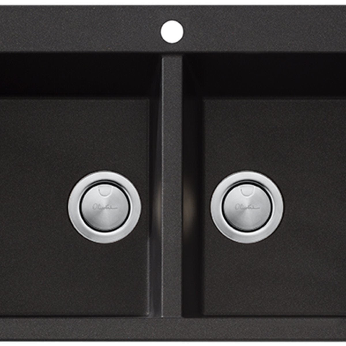 Oliveri Santorini double bowl topmount or flush mount sink - black granite and quartz - ST-BL1564