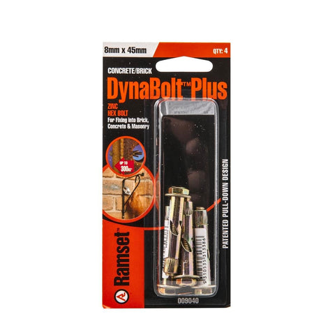 Ramset DynaBolt Plus 8 x 45mm Heavy Duty Hex Head Masonry Anchor 4 Pack - SuperSaverAU - view 1