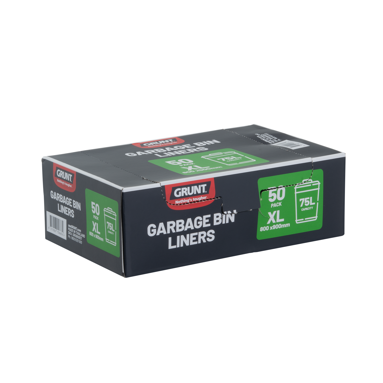 Grunt 75L 900 x 800mm Black Rubbish Bags 50 Pack
