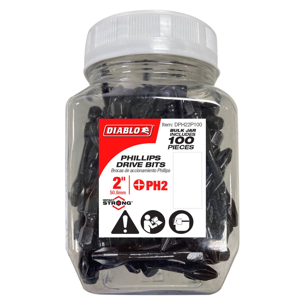 Diablo 2 inch PH2 Phillips Power Drive Bit 100 Pack Bulk