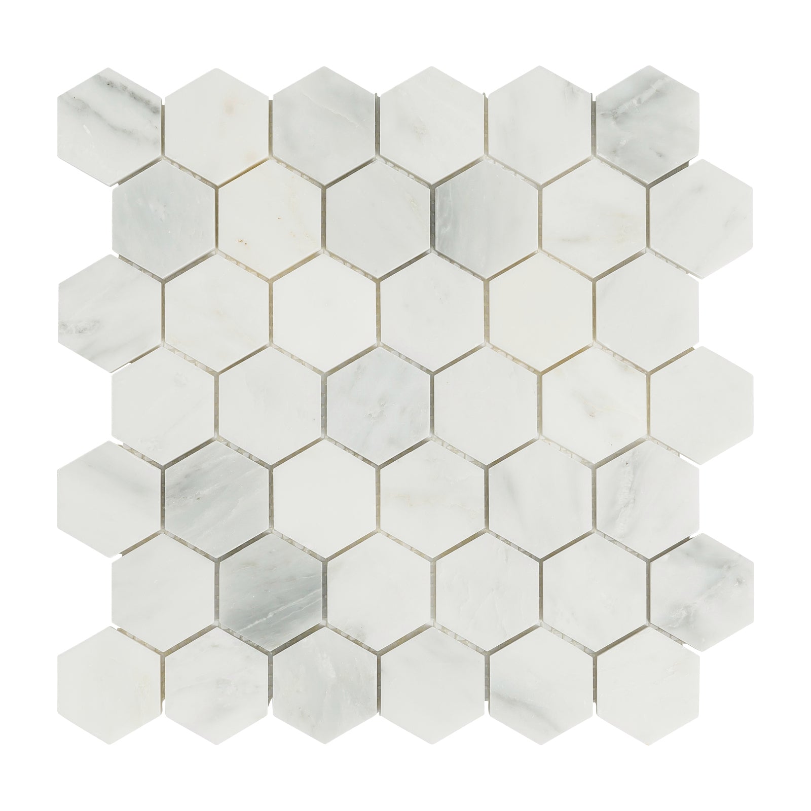 Decor8 Florentine White Marble Hexagonal Mosaic Tile 300 x 300 x 10mm, Semi-Gloss