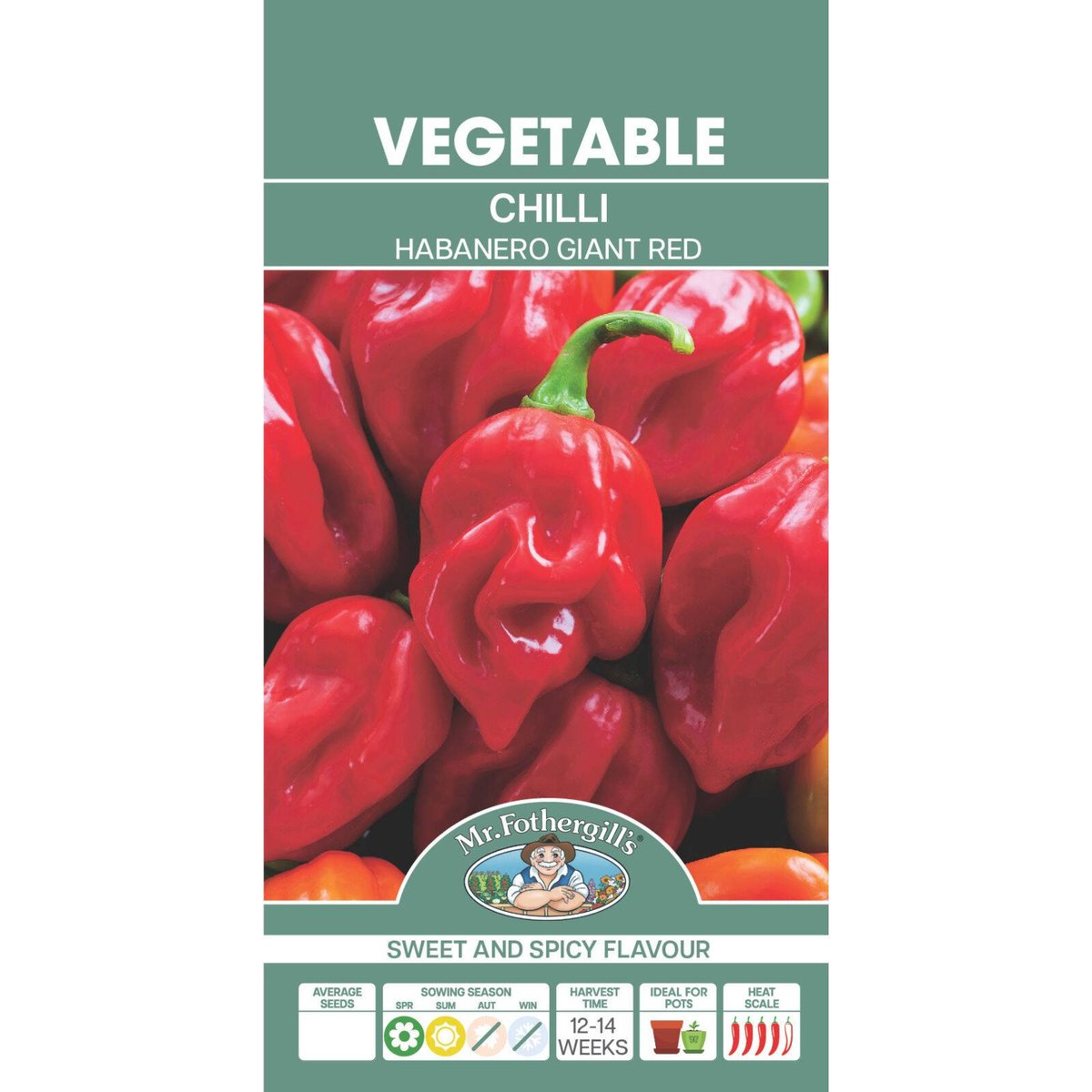 Mr Fothergill Chilli Habanero Giant Red Seeds - 30 Pack - 75mm x 145mm - Extra Hot - SuperSaverAU - view 1