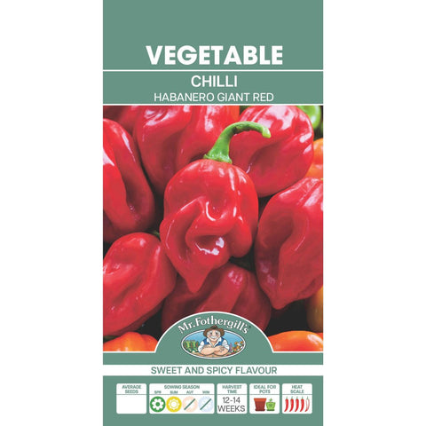 Mr Fothergill Chilli Habanero Giant Red Seeds - 30 Pack - 75mm x 145mm - Extra Hot - SuperSaverAU - view 1