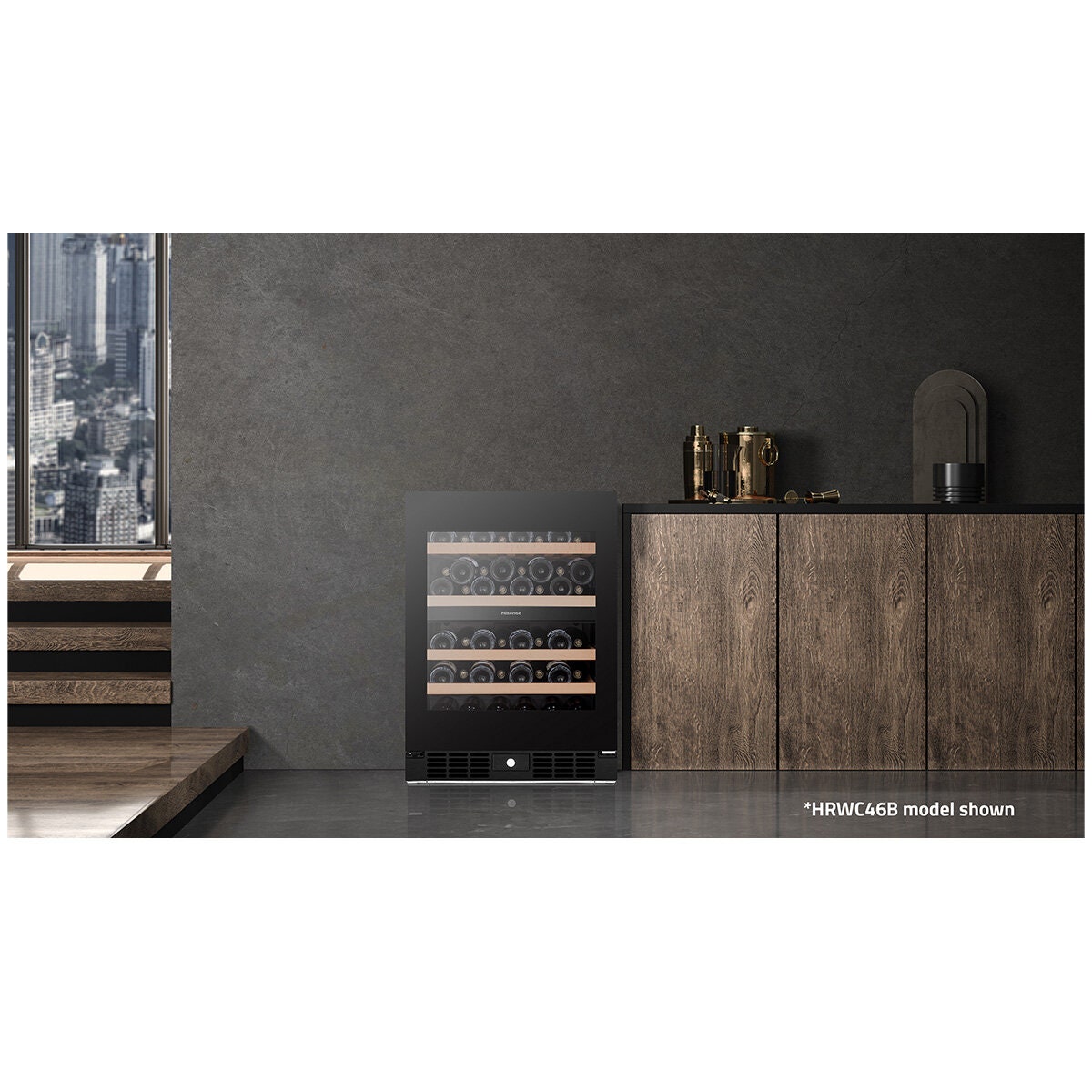 Hisense Dual Zone Wine Cabinet - Black - Triple Glazed - Vivino and ConnectLife - HRWC46B