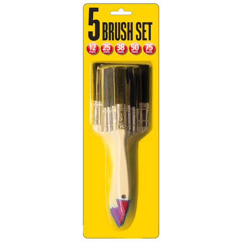 Uni-Pro 5 Piece Synthetic Paint Brush Set Wood Handle