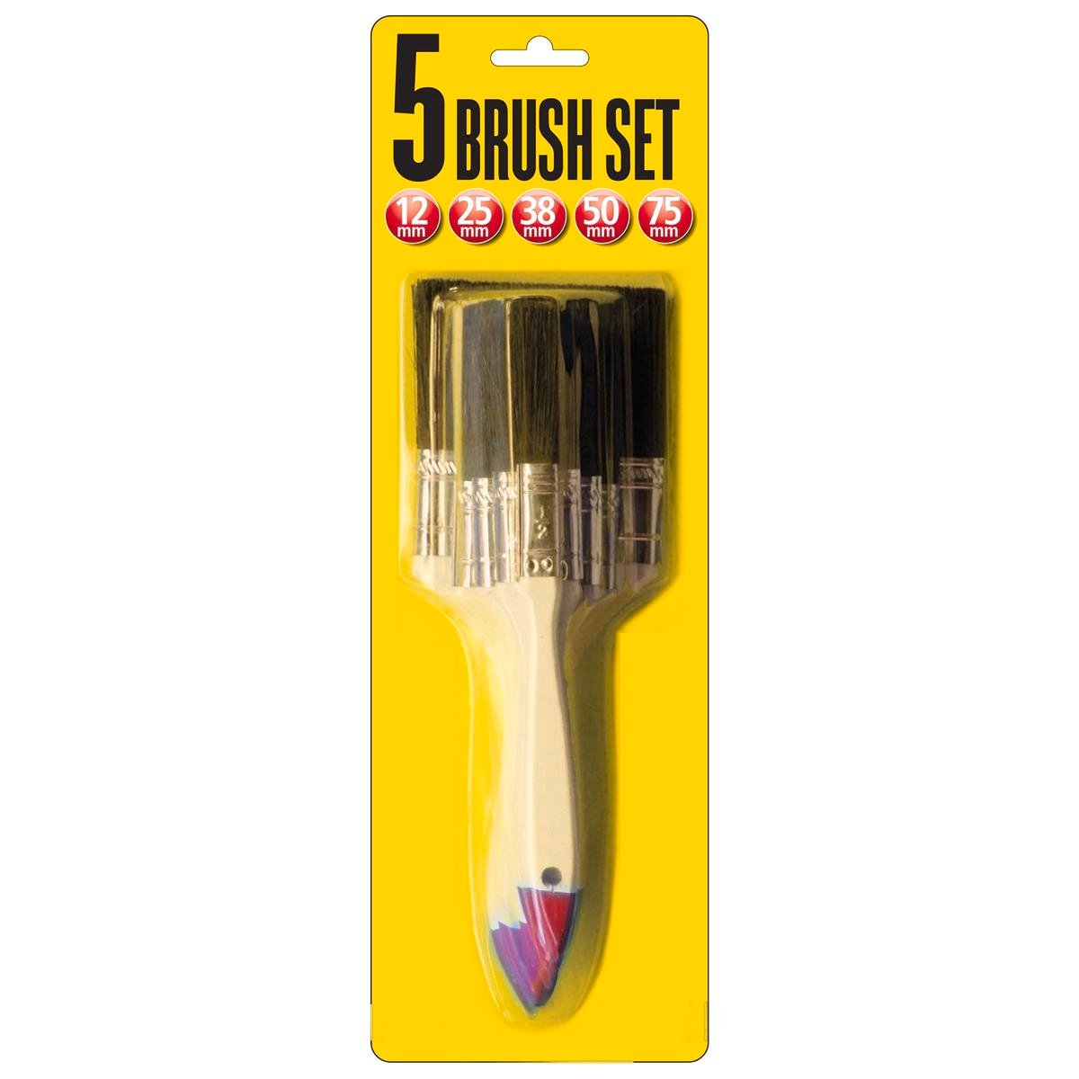 Uni-Pro 5 Piece Synthetic Paint Brush Set Wood Handle